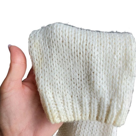 Vintage 80s Handknit White Pulliver Sweater Textured Pastel Sz M/L Cottage Core - Picture 9 of 9